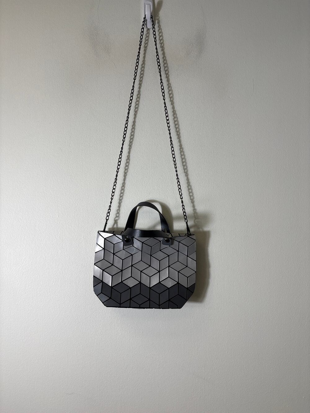 Patrizia Luca Geometric Silver Matte Purse 11"x8"